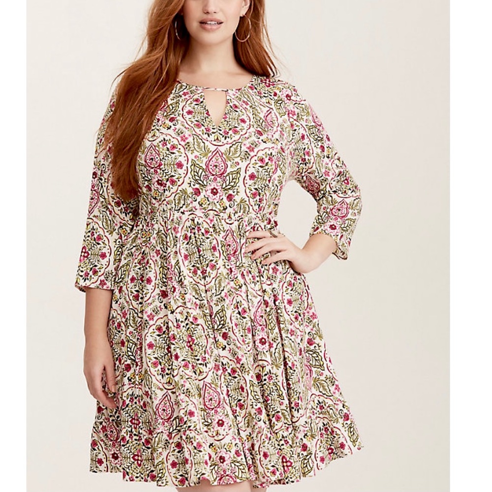 TOTRID Ivory Floral Skater Dress